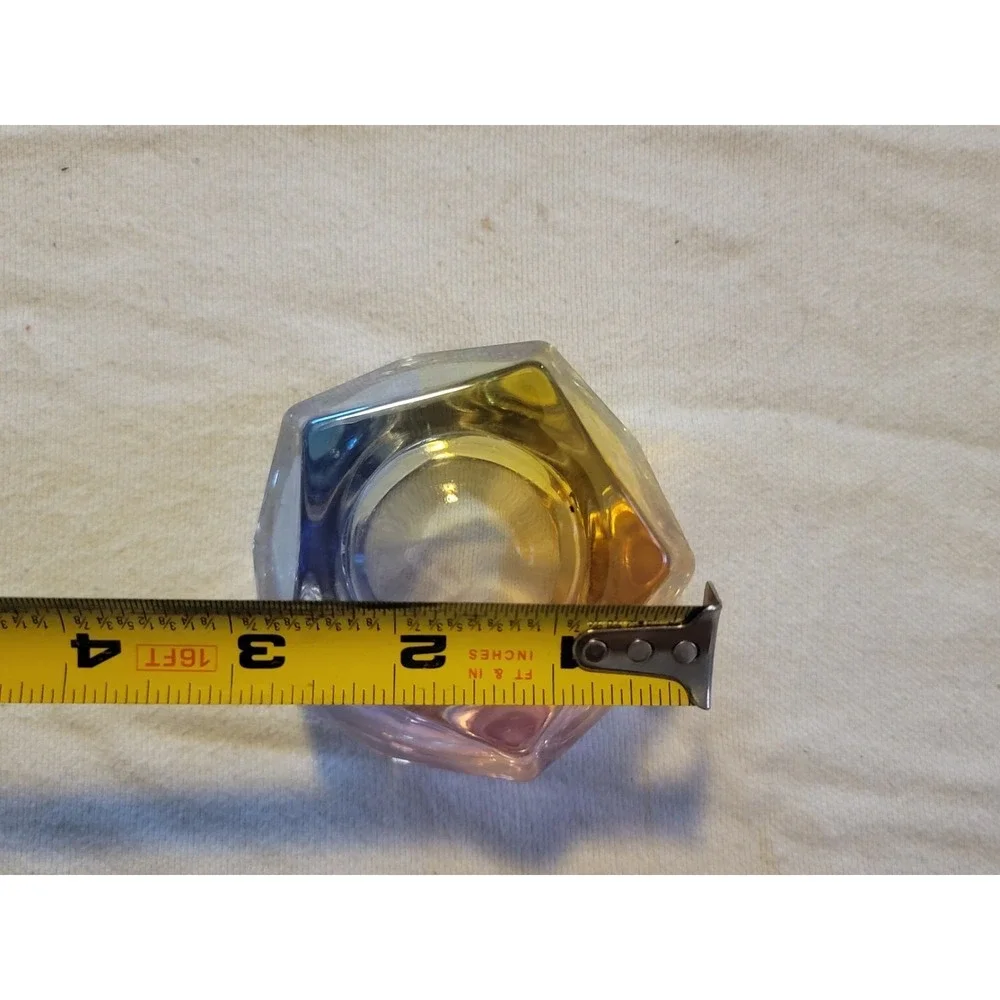 Iridescent Art Glass Tealight‎ Votive Candle Holder Hexagon 3.5